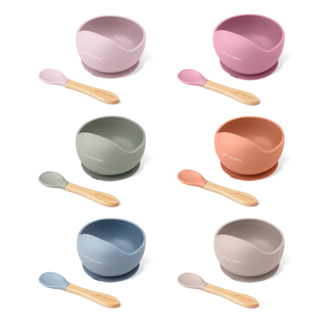 Ali+Oli Suction Bowl & Spoon Set (Sage)