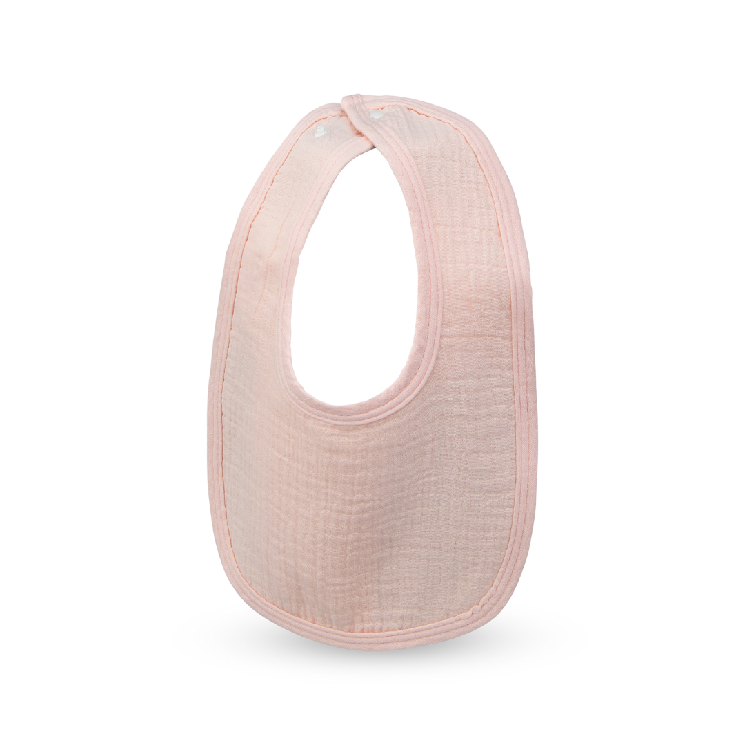 Classic Muslin Cotton Baby Drool Bib in Solid Pastel Colours - Blush Pink - Cotton Bib