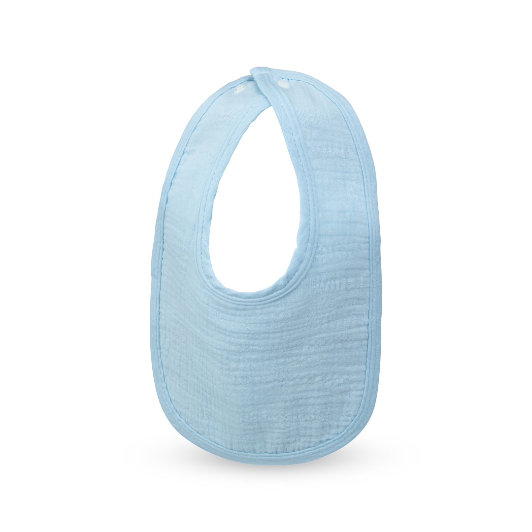 Classic Muslin Cotton Baby Drool Bib in Solid Pastel Colours - Sky Blue - Cotton Bib