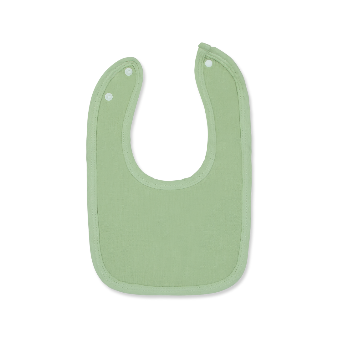 Classic Muslin Cotton Baby Drool Bib in Solid Pastel Colours - Apple Green Opened - Cotton Bib