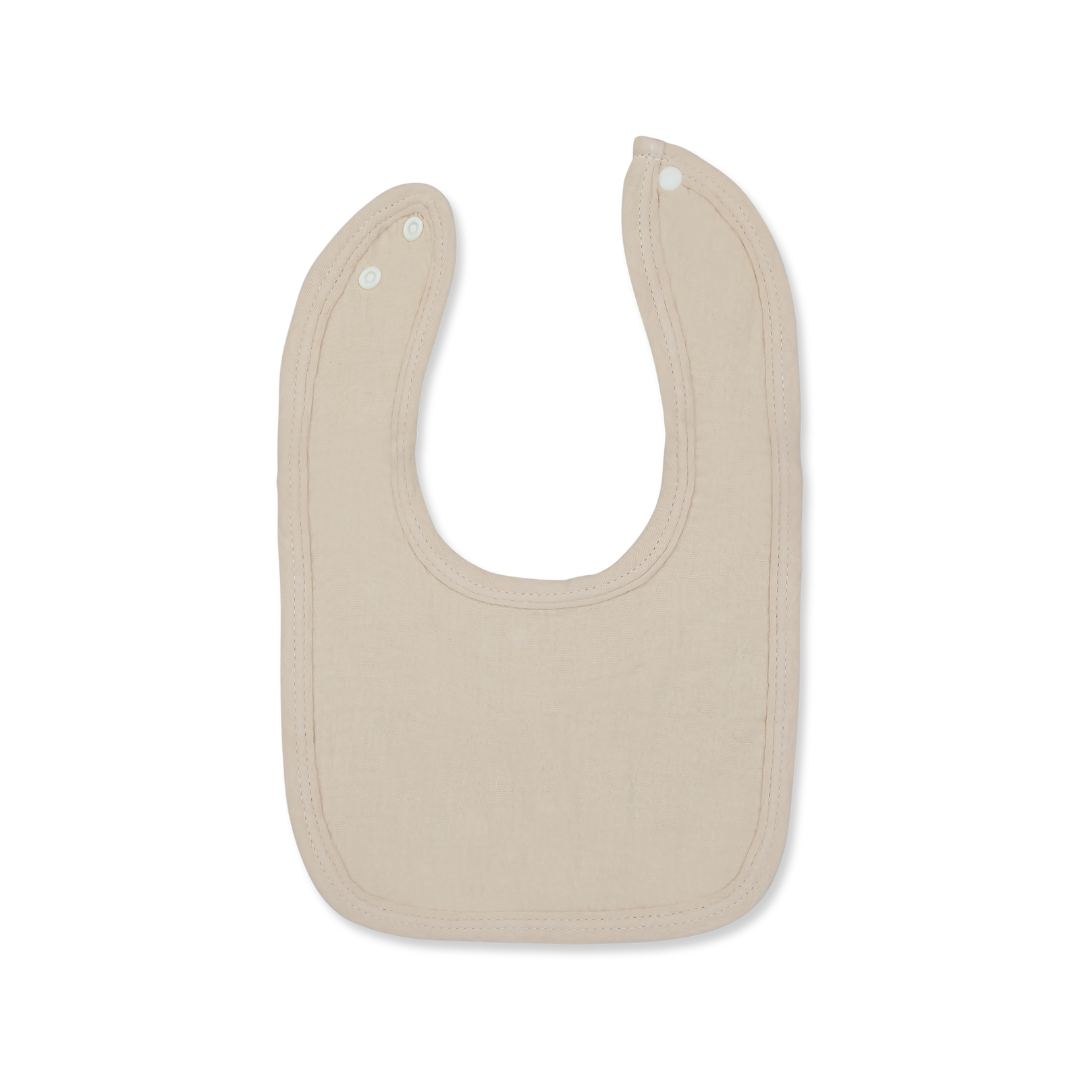 Classic Muslin Cotton Baby Drool Bib in Solid Pastel Colours - Honey Beige Opened - Cotton Bib