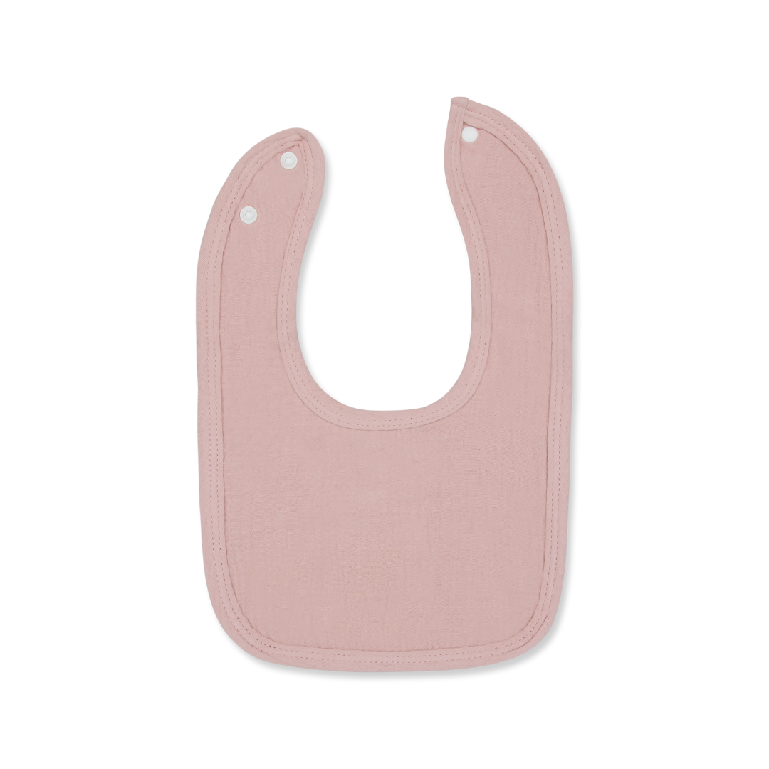 Classic Muslin Cotton Baby Drool Bib in Solid Pastel Colours - Peach Pink Opened - Cotton Bib